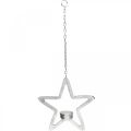 Floristik24 Dekorativ stjerne til å henge telysholder metall sølv 20cm