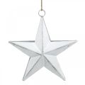 Floristik24 Metallstjerne å henge, juleanheng, adventsdekorasjon hvit, Shabby Chic 11 × 11cm
