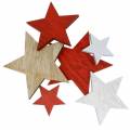 Floristik24 Spredt dekorasjon stjerner rød / hvit / naturlig 3,5 cm - 7 cm 18 stk