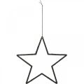 Floristik24 Julepynt stjerneheng svart glitter 17,5cm 9stk