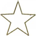 Floristik24 Julepynt stjerneheng gylden glitter 17,5cm 9stk