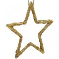 Floristik24 Julepynt stjerneheng gylden glitter 7,5cm 40p