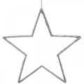 Floristik24 Julepynt stjerneheng sølv glitter 17,5cm 9stk