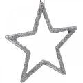 Floristik24 Julepynt stjerneanheng sølv glitter 7,5cm 40p