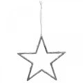 Floristik24 Stjerne å henge, juletrepynt, dekorasjonsstjerne sølv 11,5 × 12cm 12stk