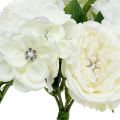 Floristik24 Dekorativ bukett hvit med perler og rhinestones 29cm