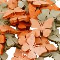 Floristik24 Scatter dekorasjon sommerfugl tre sommerfugler sommer dekorasjon oransje, aprikos, brun 144 stk