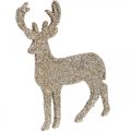 Floristik24 Scatter dekorasjon Jule hjort dekorasjon gull glitter 6×8cm 24p