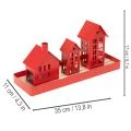 Metall telysholder hus rød med brett 35 cm 1 sett | Floristik24.no