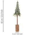 Kunstig grantre, iset overflate, med trebase, vinterdekorasjon, 60 cm | Floristik24.no