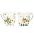 Floristik24 Kaffekrus Merry Christmas julemotiv keramisk krus 10 cm 2 stk
