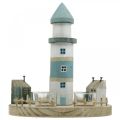 Floristik24 Lighthouse telysholder blå, hvit 4 telys Ø25cm H28cm