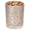 Floristik24 Telysholder i glass med leopardmønster, 12 cm
