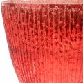Floristik24 Stearinlys glass lykt rød glass deco vase Ø21cm H21.5cm