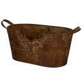 Floristik24 Oval metallskål med håndtak, hjortemotiv, rustfinish, 36 cm