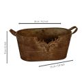 Oval metallskål med håndtak, hjortemotiv, rustfinish, 36 cm | Floristik24.no