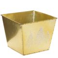 Floristik24 Metallplantekasse med glitrende grantremotiv, 18 cm