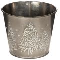 Floristik24 Metallplantekasse med glittergrantrær, 13 cm