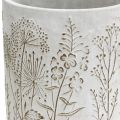 Floristik24 Vase betong hvit blomstervase med relieffblomster Ø12,5cm 2 stk