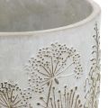 Floristik24 Vase Betong Hvit Blomstervase med relieffblomster vintage Ø18cm