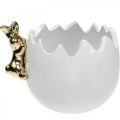 Floristik24 Påskeskål dekorativ skål keramikk eggehvit gylden kanin 2stk