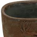 Floristik24 Plantegryt rust patina med hjortehode 24cm x 14cm H13cm