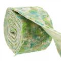 Floristik24 Grytebånd, vårdekor, filtbånd grønn, blå, hvit flekkete 15cm 5m