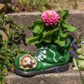 Floristik24 Plantekar dekorasjon, grønn sko med pinnsvin, keramikk 14x13cm H13cm
