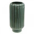 Floristik24 Dekorativ vase, blomsteroppsatser, borddekorasjoner, vase laget av bølget keramikkgrønt, brun Ø15cm H30,5cm