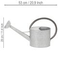 Vintage vannkanne i metall, sølvgrå, stilig hagedekorasjon, blomstervase, L53 cm H29 cm | Floristik24.no