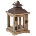 Floristik24 Vintage lanterne mørkebrun trelykt 15×15cm H26cm