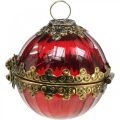 Floristik24 Vintage julekule til å åpne glass rød gyllen Ø8cm sett med 2 stk
