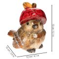 Dekorativ fuglefigur med rød eplehatt, høstdekorasjon, 13 cm | Floristik24.no