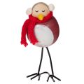 Dekorativ fuglefigur med skjerf, vinterdekorasjon, 11 cm, 4 deler | Floristik24.no