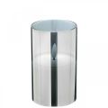 Floristik24 Festlig LED-lys i sølvglass, ekte voks, varmhvit, timer, batteridrevet Ø7,3cm H12,5cm