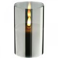 Floristik24 Festlig LED-lys i sølvglass, ekte voks, varmhvit, timer, batteridrevet Ø7,3cm H12,5cm