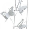 Floristik24 Butterfly Hanging Art Spring Metall Vegg Art Shabby Chic Hvit Sølv H47.5cm