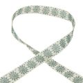Floristik24 Julebånd med snøfnugg hvit grønn 25mm 20m