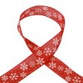 Floristik24 Julebånd rødt snøfnugg gavebånd 40mm 15m