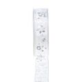 Floristik24 Julebånd hvit med snøfnugg sølv 25mm 20m