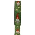 Floristik24 Julebånd Gnome Grønn 25mm 20m