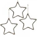 Floristik24 Julepyntstjerne hvitvaskede stjerner til å henge opp alm 30cm 4stk
