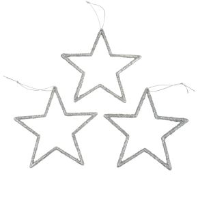 Floristik24 Julepynt stjerneheng sølv glitter 12cm 12stk
