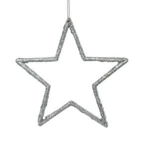 Floristik24 Julepynt stjerneheng sølv glitter 12cm 12stk
