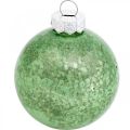 Floristik24 Julekule, juletrepynt, glassball grønn marmorert H6,5cm Ø6cm ekte glass 24stk