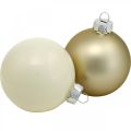 Julekulemiks, juledekorasjon, mini juletrepynt hvit/perlemor H4,5 cm Ø4 cm ekte glass 24 stk | Floristik24.no