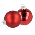 Floristik24 Juletrekule, trepynt, julekule rød H8,5cm Ø7,5cm ekte glass 12stk