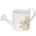 Floristik24 Hvit metallvannkanne med blomstermotiv, 13,5 cm, dekorativ blomsterpotte