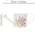 Hvit metallvannkanne med blomstermotiv, 13,5 cm, dekorativ blomsterpotte | Floristik24.no
