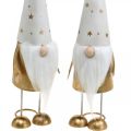 Floristik24 Gnome dekorasjonsfigur jul hvit, gull 6,5 cm H28cm 2stk